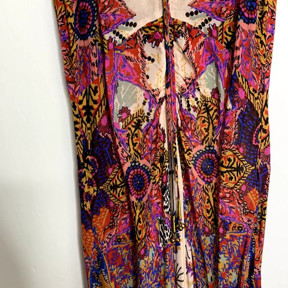 Free People Wildflower Print Maxi Slip Dress Ivory Tea Combo Boho Pink Womens - Picture 14 of 15